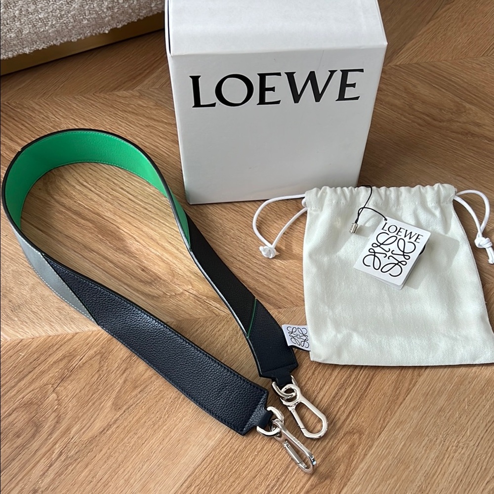 Loewe Green & Black Puzzle Bag Strap NEW
